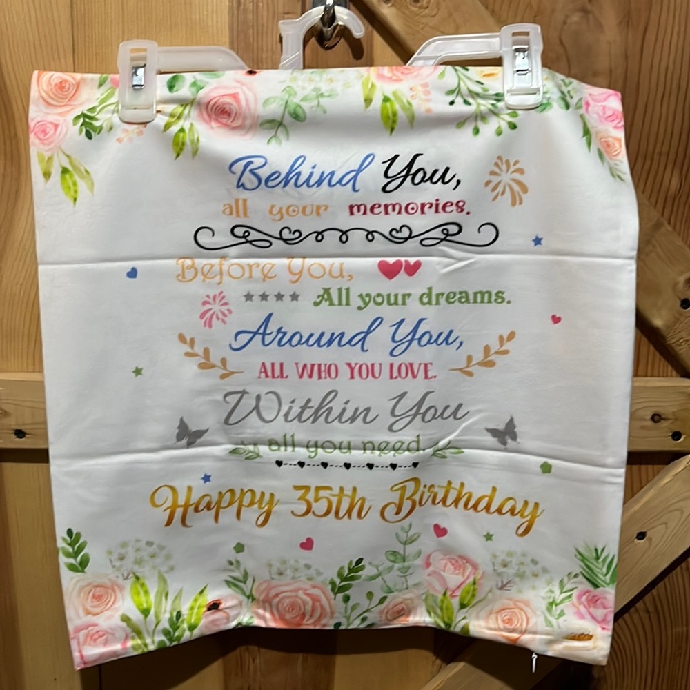 New Happy 35th Birthday Pillow case 17 1/2 in x 17 1/2 in zipper at the bottom